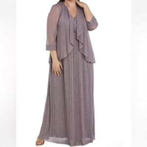 R&M Richards Formal Flyaway 3/4 Sleeve Jacket Over Long Dress